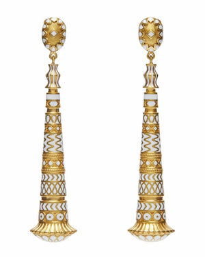 Jodha Bai Meenha White Enamel Earrings