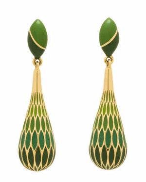 Short Green Baoli Flow Drop Earrings