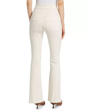 Beverly Skinny Flared Patch Pocket Jeans in Ecru