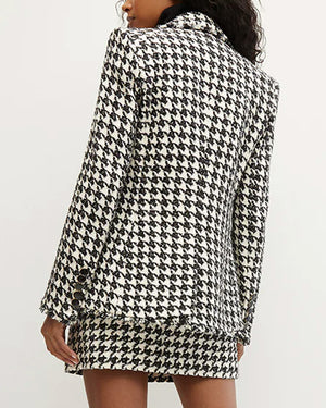 Black and Off White Houndstooth Miller Dickey Jacket