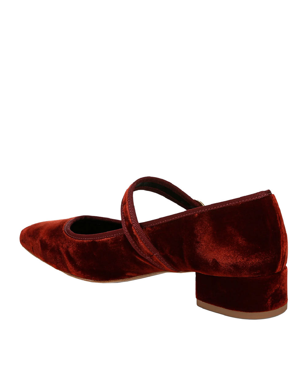 Cade Velvet Mary Jane Ballerina Pump in Red Ochre