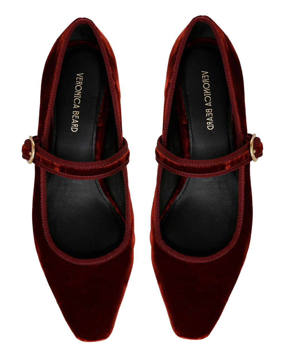 Cade Velvet Mary Jane Ballerina Pump in Red Ochre