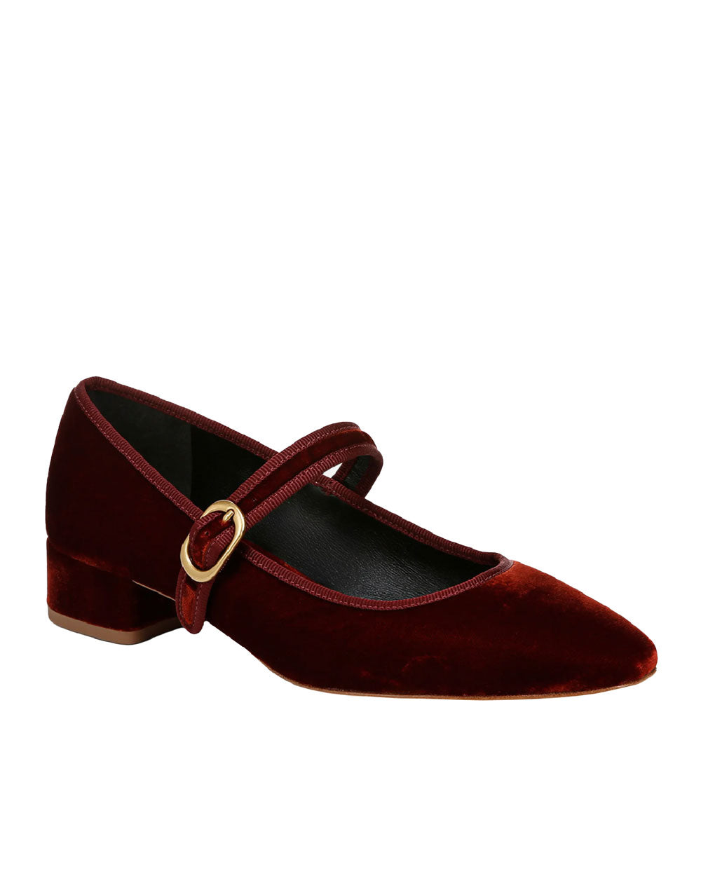 Cade Velvet Mary Jane Ballerina Pump in Red Ochre