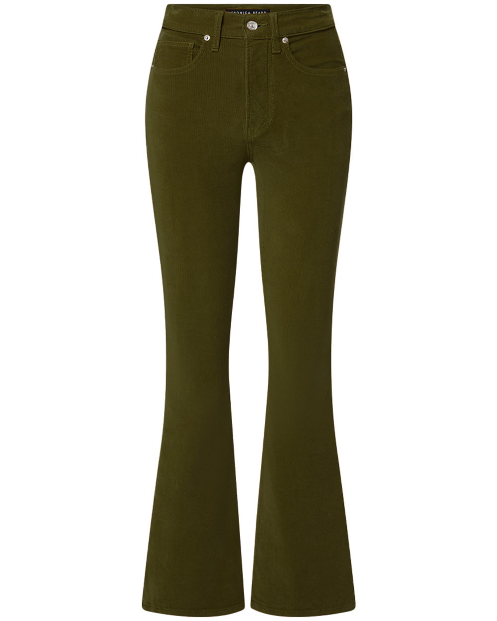 Carson High Rise Ankle Flare Pant in Army Green Corduroy