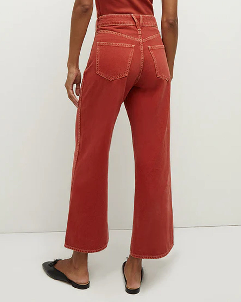 High Rise Taylor Wide Leg Crop Jean in Brick Red