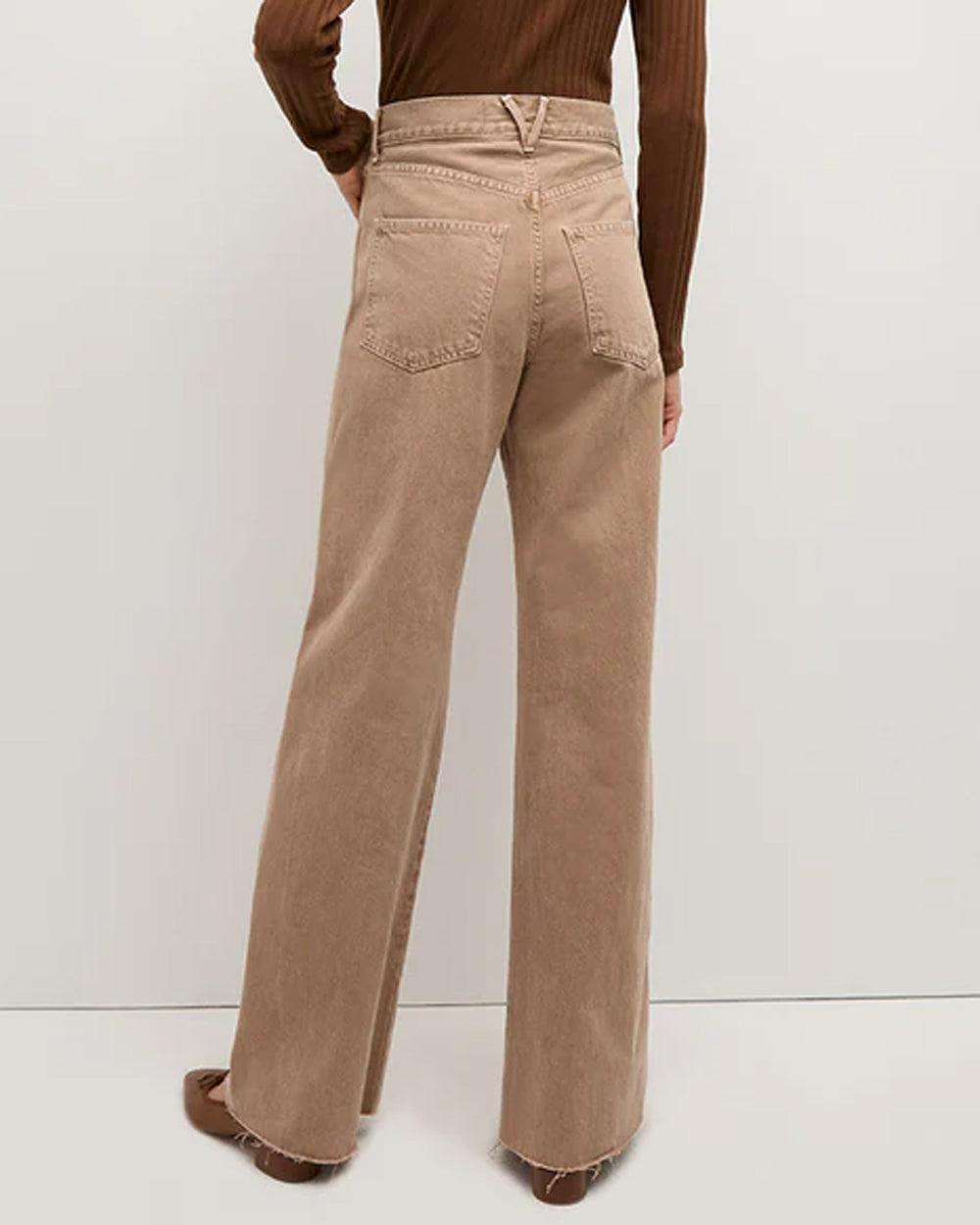 High Rise Taylor Wide Leg Jean in Tan Sierra