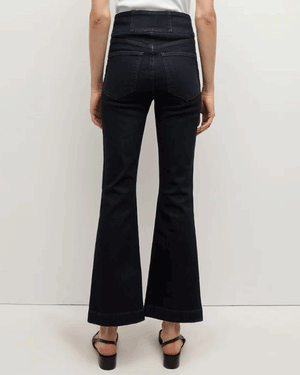 Indigo Rinse Carson Ankle Flare Corset Waist Pant