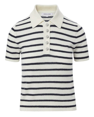 Ivory and Navy Brandt Cashmere Polo