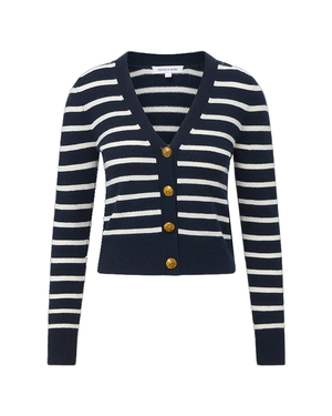 Navy and Ivory Solene Cashmere Cardigan