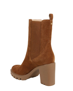 Riley Platform Block Heel Bootie in Caramel