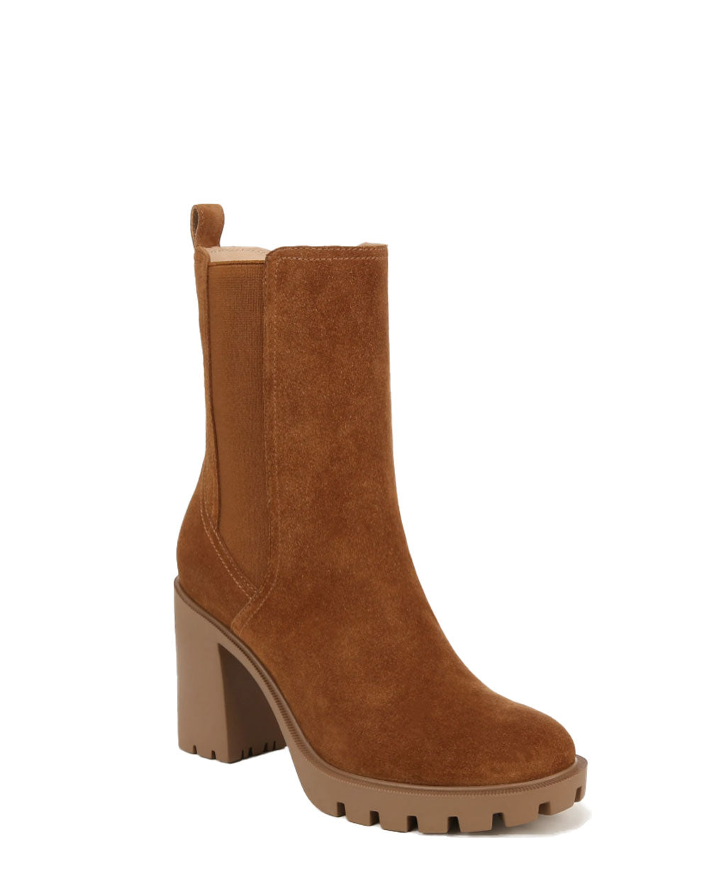 Riley Platform Block Heel Bootie in Caramel