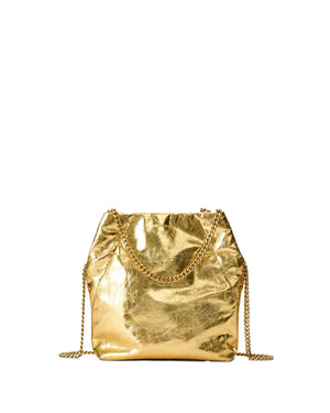 Small Metallic Slouch Shoulder Bag in Antique Gold