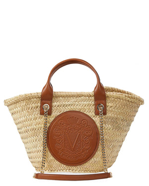 Straw Crest Patch Tote in Hazelwood