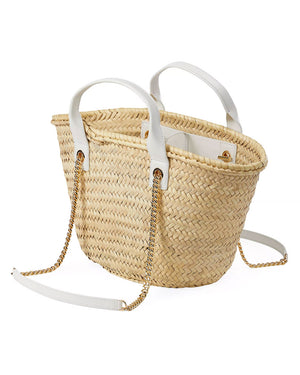 Straw Crest Patch Tote in White
