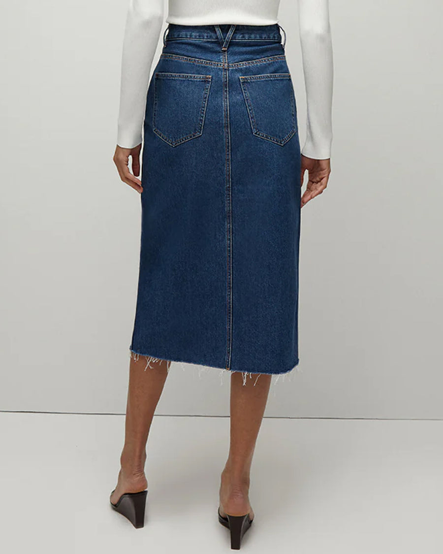 Victoria Denim Midi Skirt in Stoned Blue