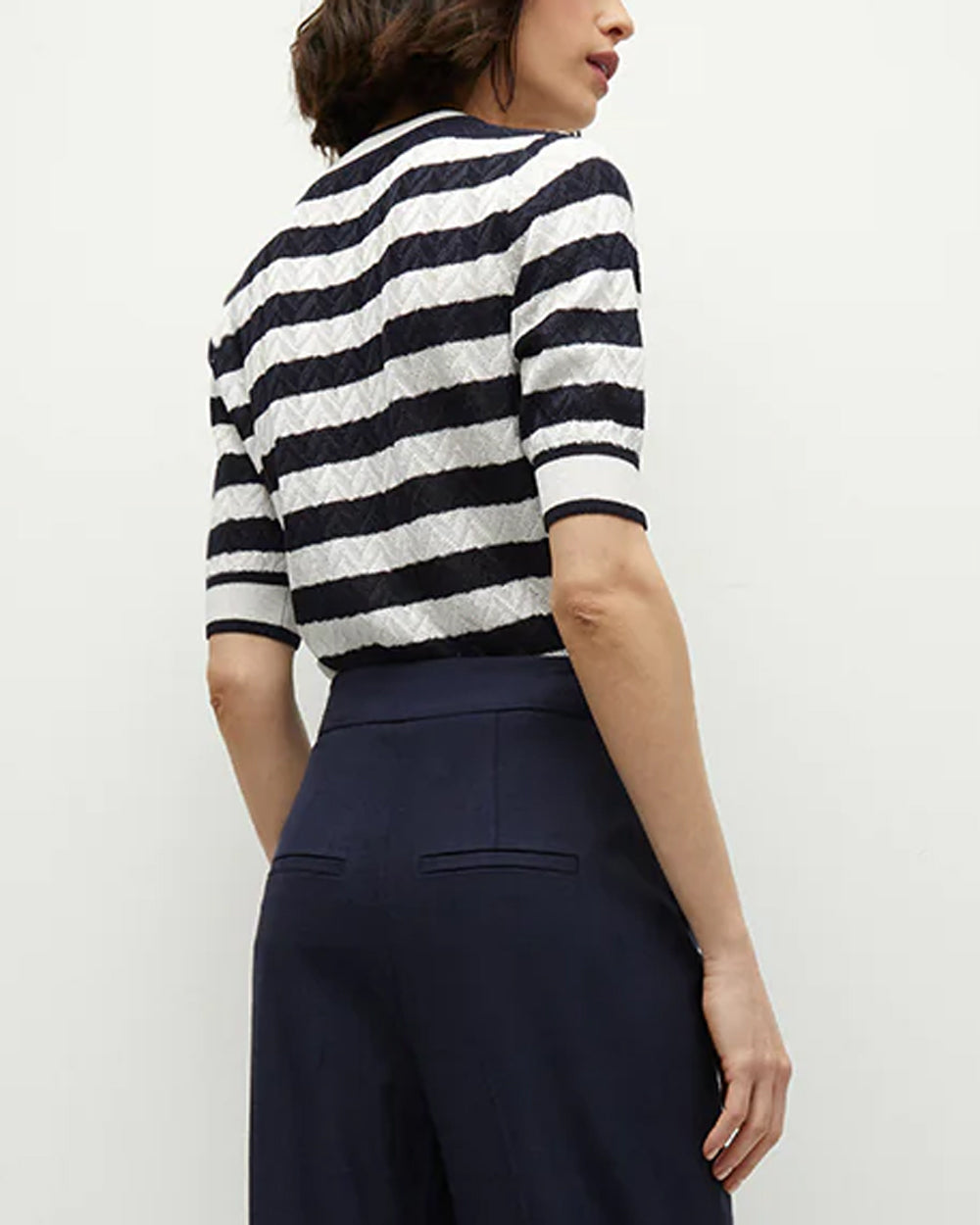 White and Navy Knit Lisbeth Top