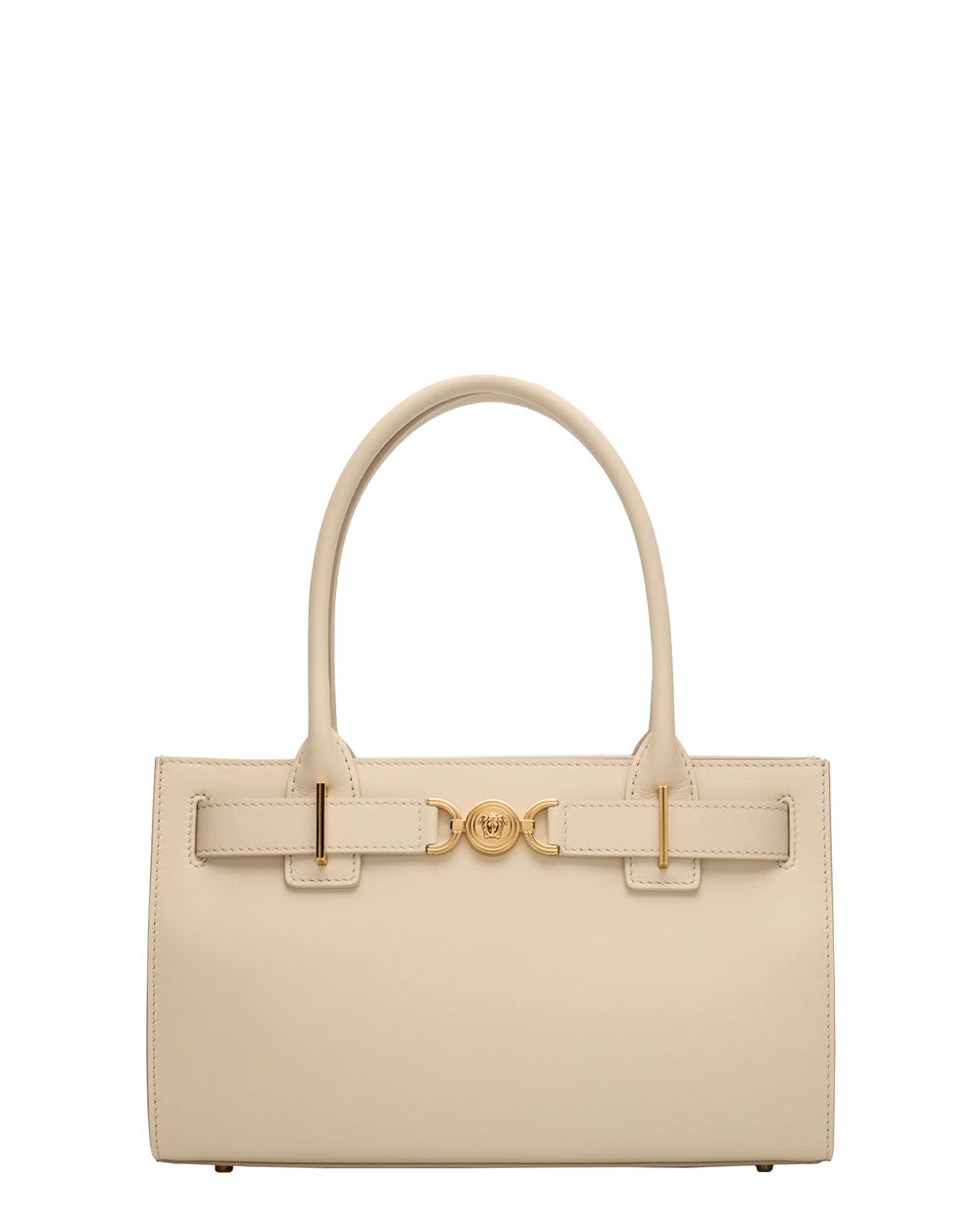 Medusa 95 Large Leather Tote in Light Sand and Gold