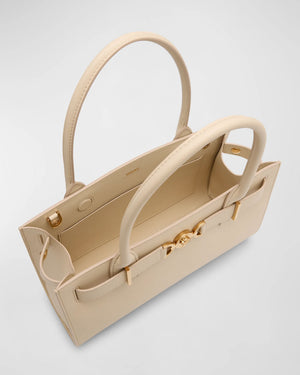 Medusa 95 Large Leather Tote in Light Sand and Gold