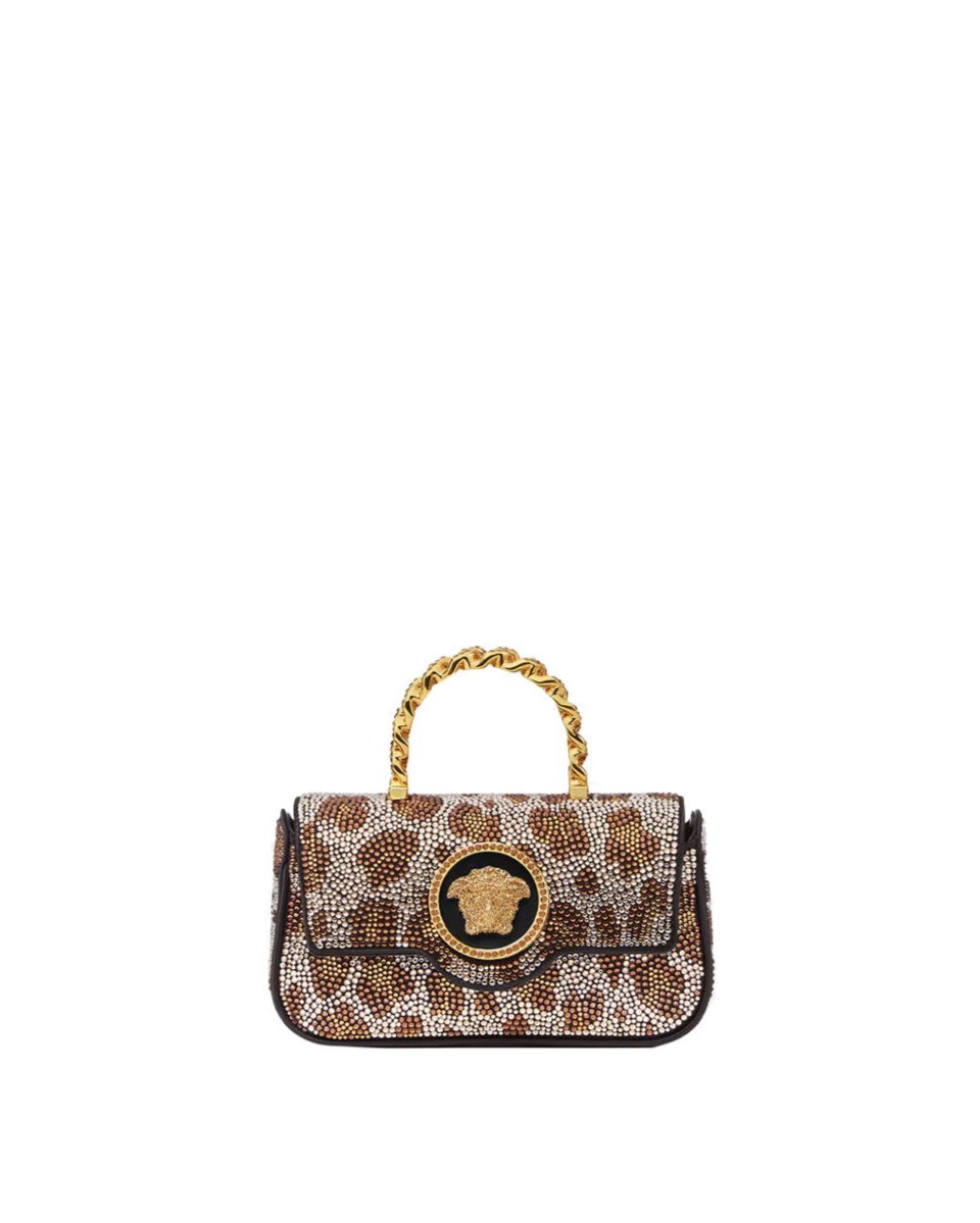 Mini La Medusa Crystal Leopard Top Handle Bag