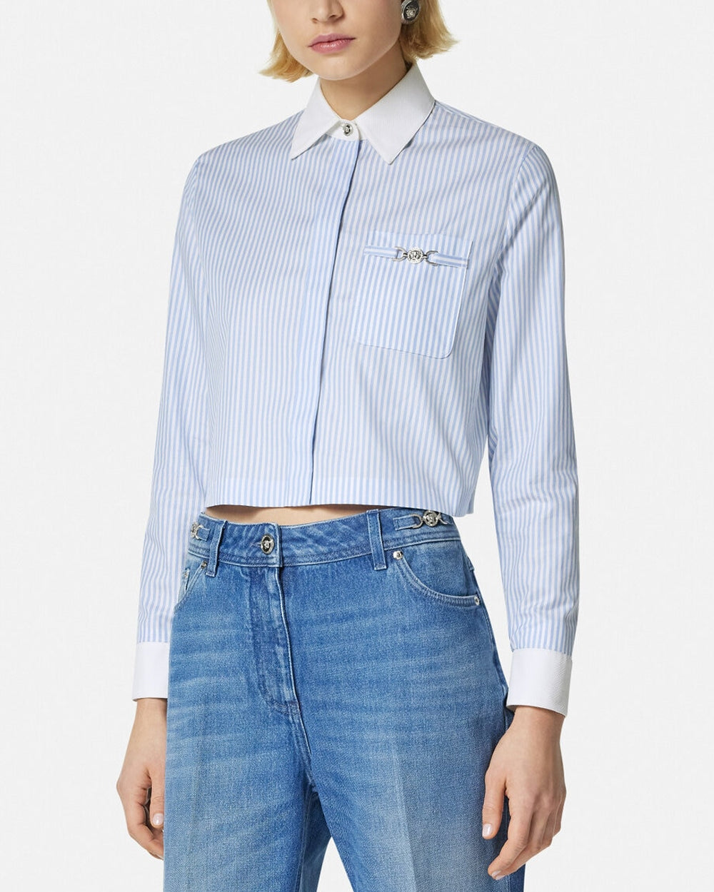 Pastel Blue and White Oxford Stripe Shirt