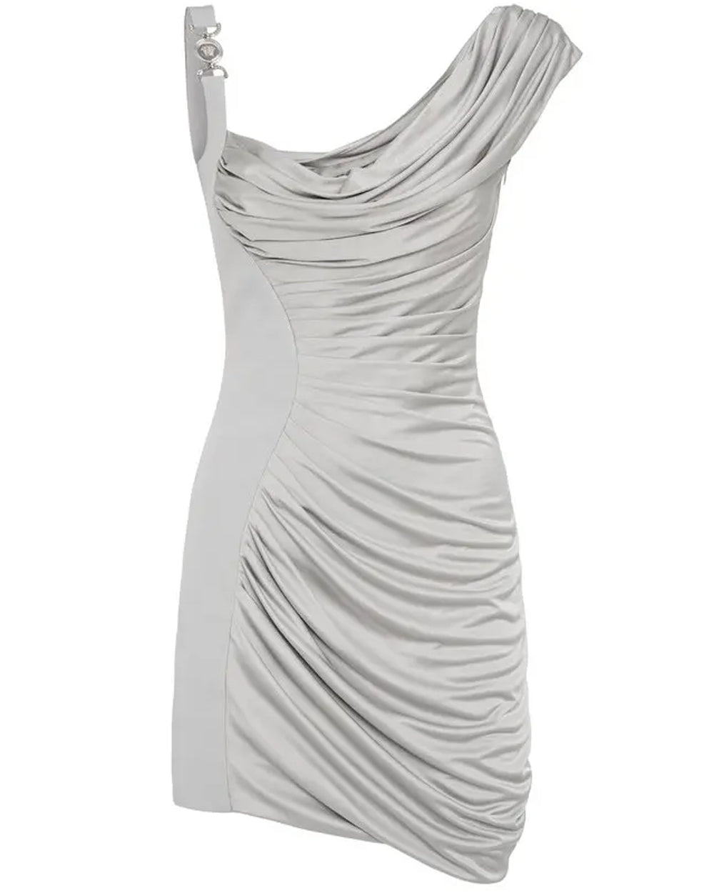 Silver Jersey Ruched Cocktail Dress