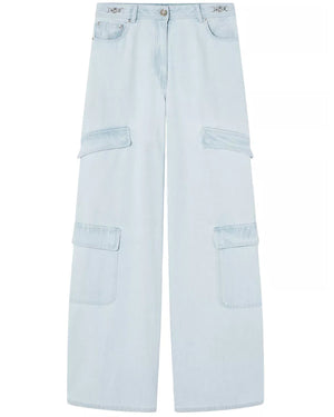 Stone Wash Bleach Jean in Light Blue