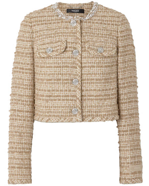 Taupe and Ivory Tweed Evening Jacket