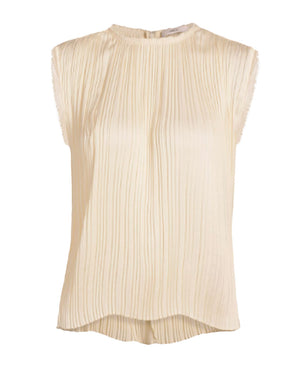 Bell Pleated Crew Neck Shell