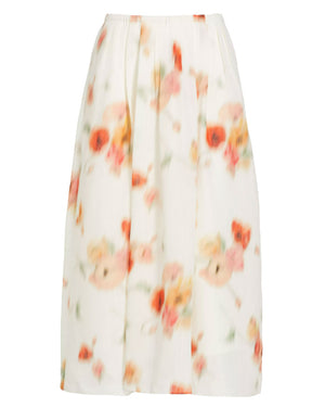 Cream Dusk Poppy Blur Gathered Easy Skirt