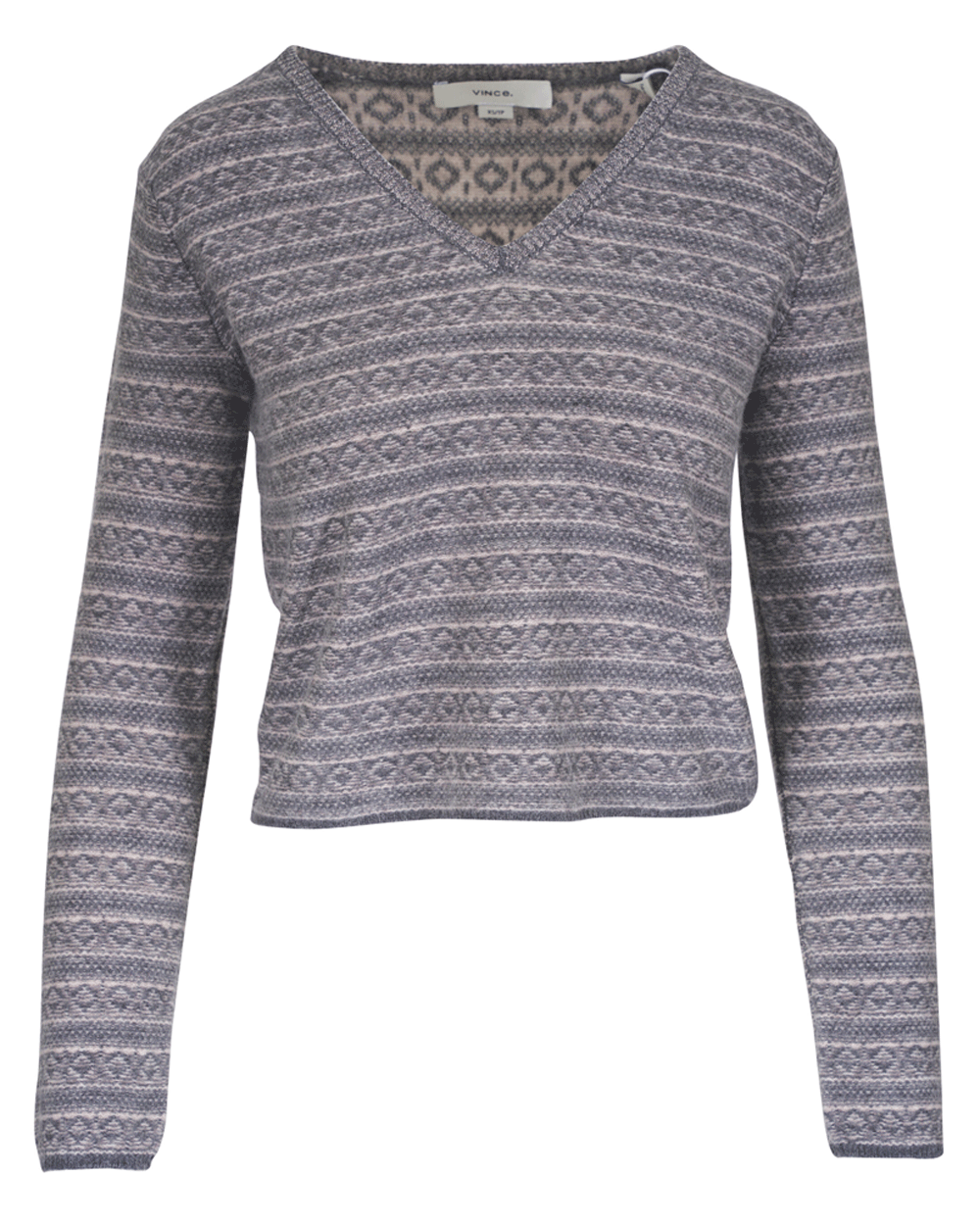 Heather Grey Fair Isle V Neck