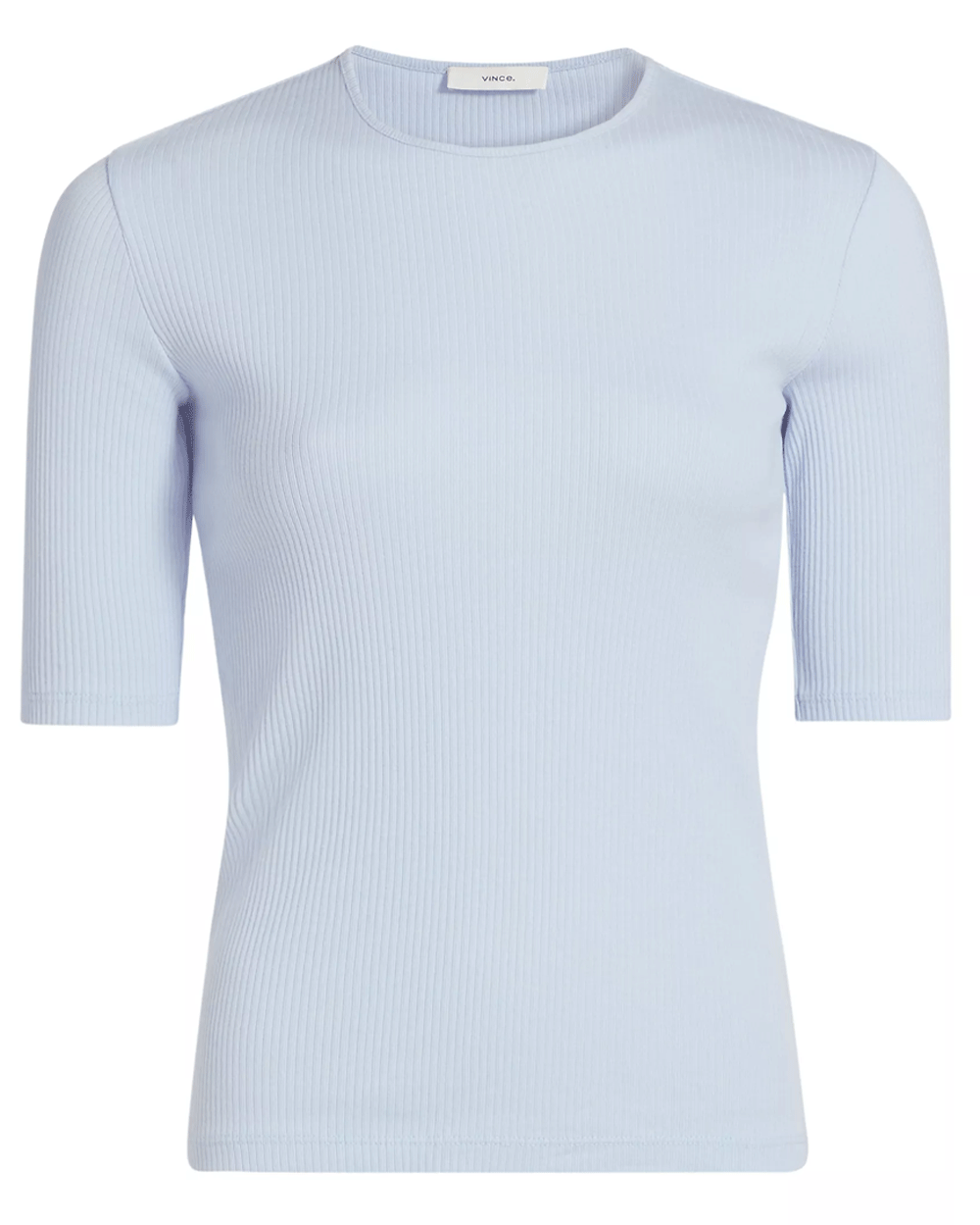 Porcelain Blue Rib Elbow Sleeve Crew