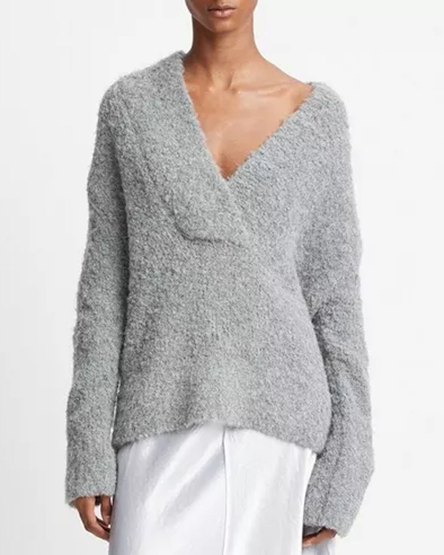 Silver Dust Crimped Shawl Sweater
