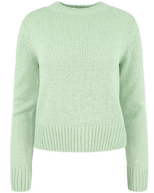 White Lime Plush Silk Crewneck Sweater
