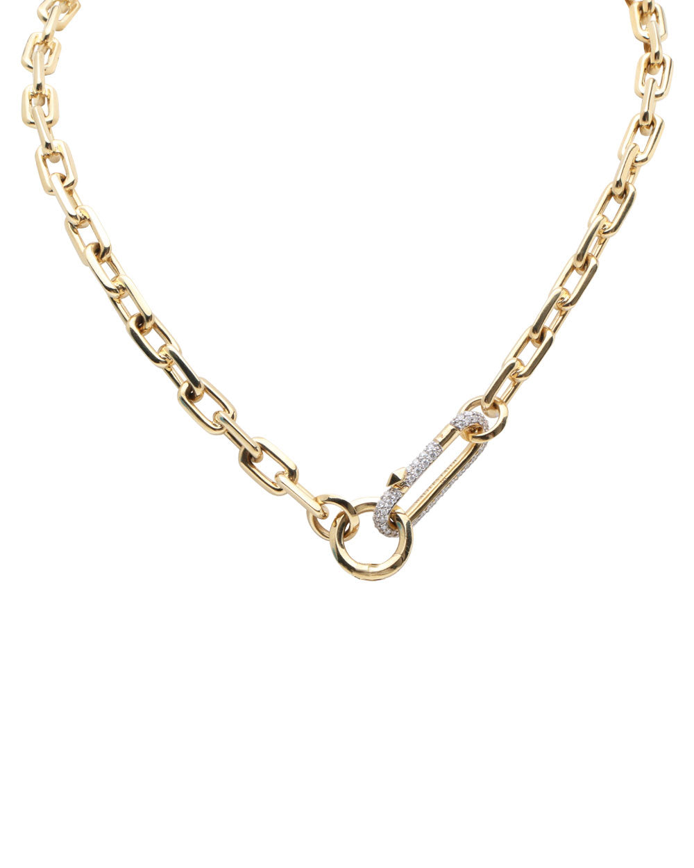 Diamond Link Clasp Chain Link Necklace