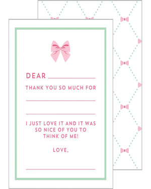 Pink Bows Fill In Blank Notecards
