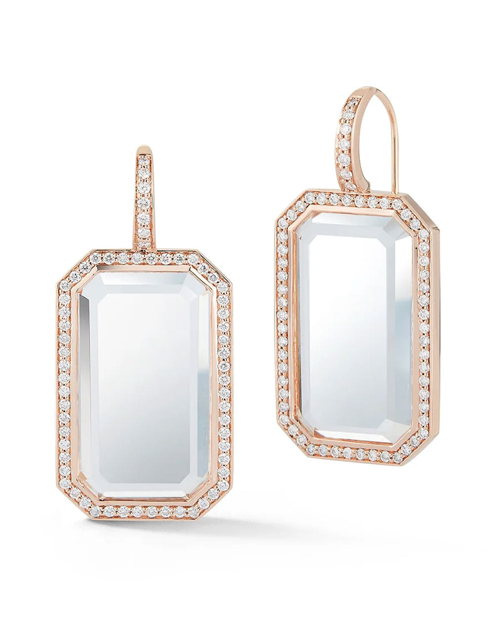 Bell Diamond and Crystal Rectangular Earrings