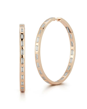 Diamond Baguette Hoop Earrings