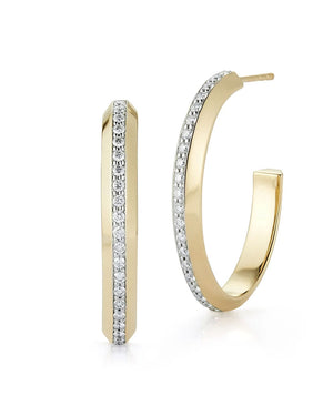 Diamond Knife Edge Hoop Earrings