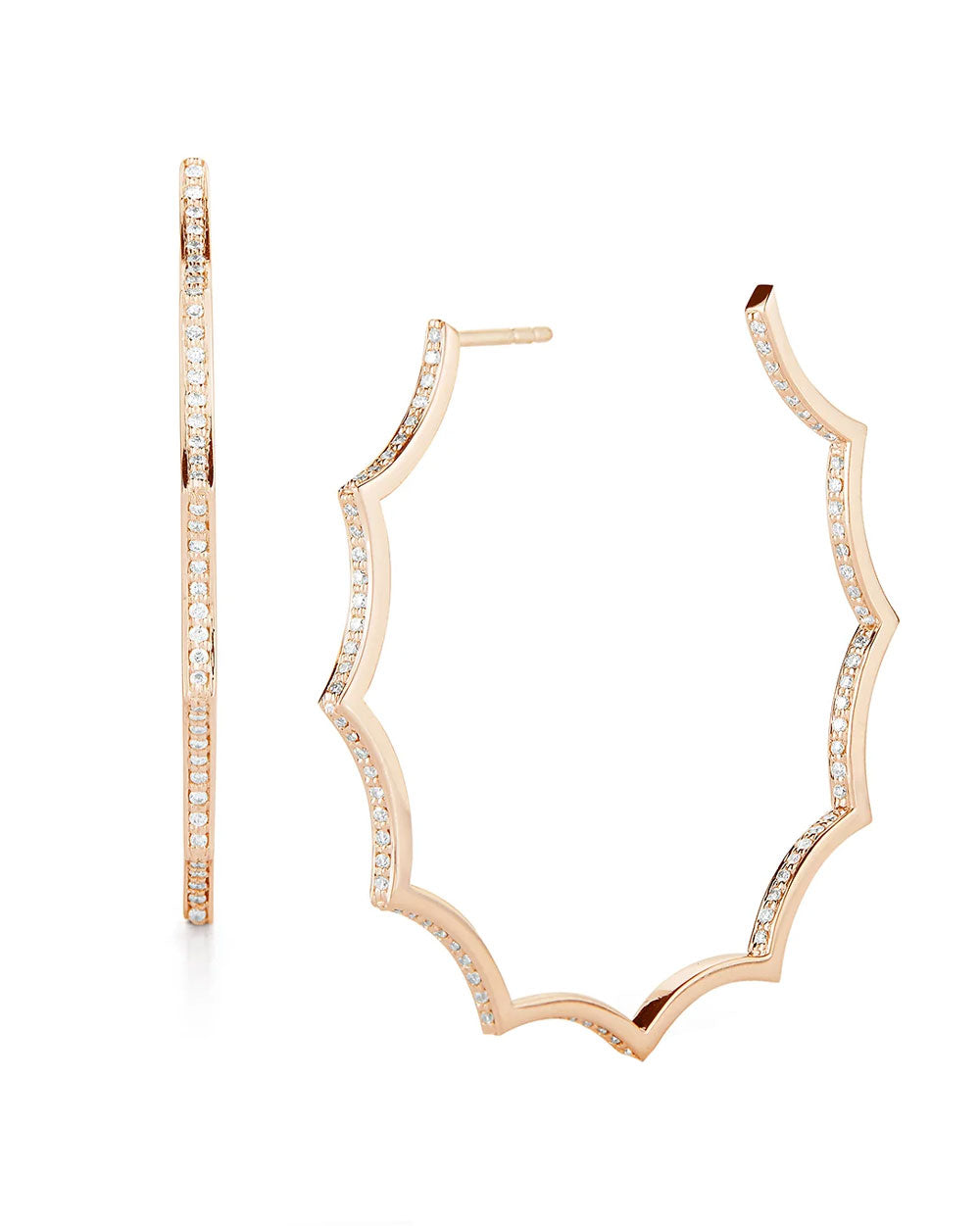 Diamond Scalloped Hoop Earrings