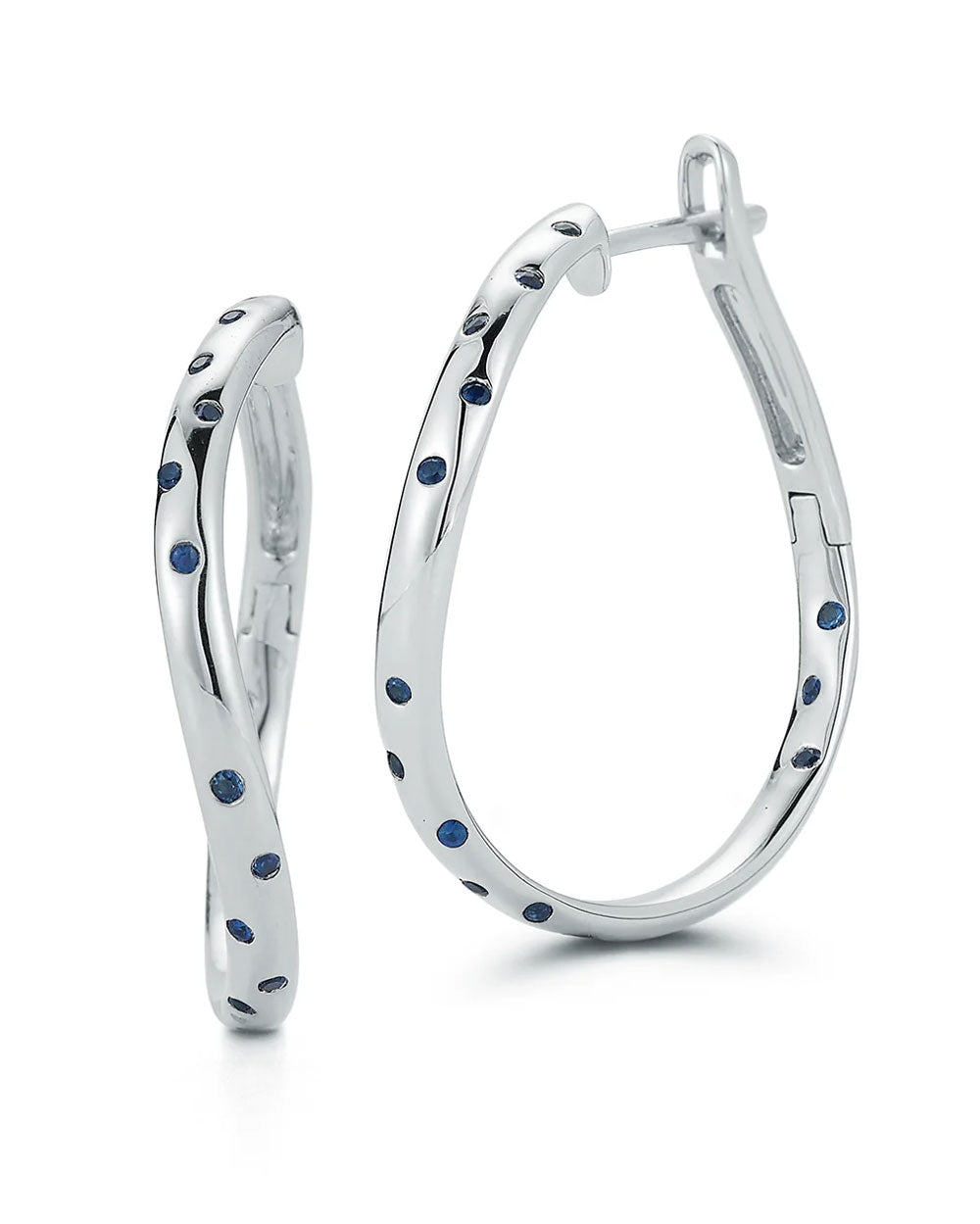 Julian Blue Sapphire Curved Hoop Earrings