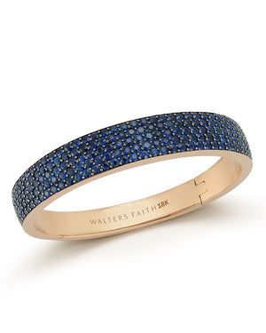 Pavé Blue Sapphire Bombe Bangle Bracelet