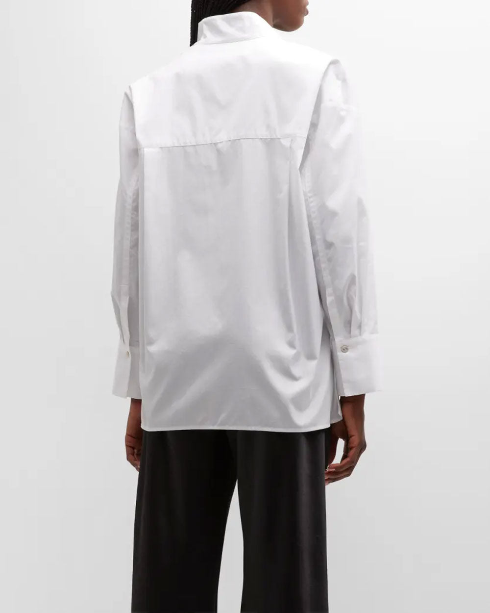 Off White Placket Stand Collar Shirt