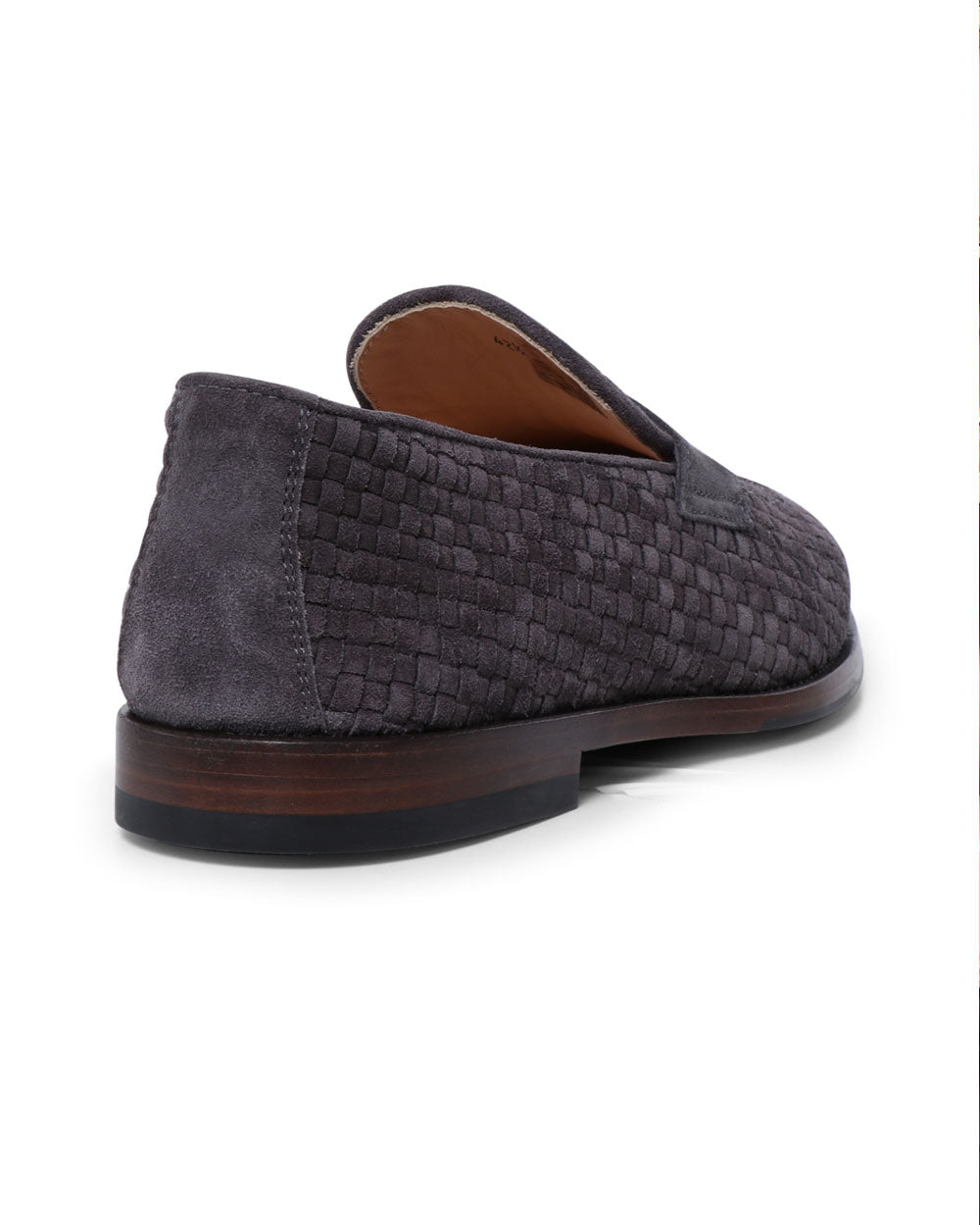 Woven Suede Penny Loafer in Seal Grey
