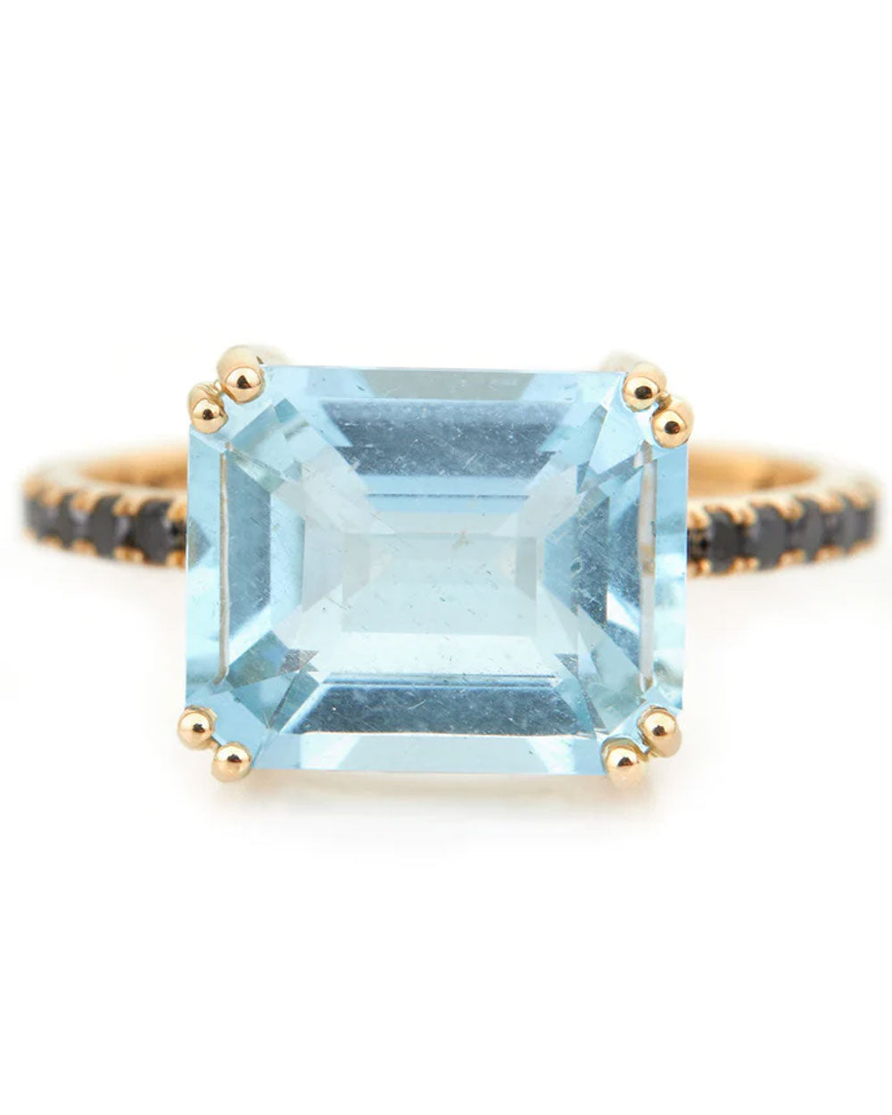 Aquamarine and Black Diamond Ring