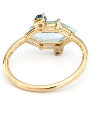 Aquamarine and Diamond Puzzle Ring