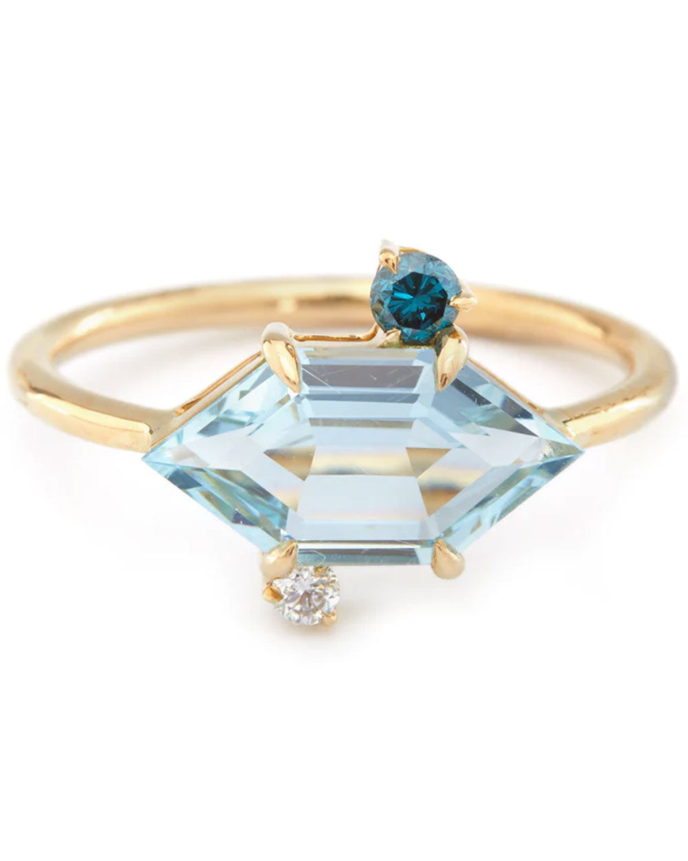 Aquamarine and Diamond Puzzle Ring