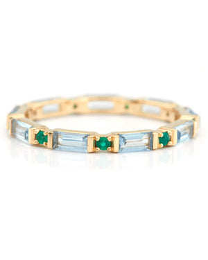 Aquamarine and Emerald Infinity Ring