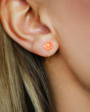 Coral and Diamond Flora Stud Earring