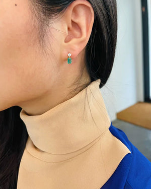 Emerald and Diamond Deco Earrings