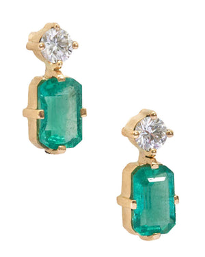 Emerald and Diamond Deco Earrings